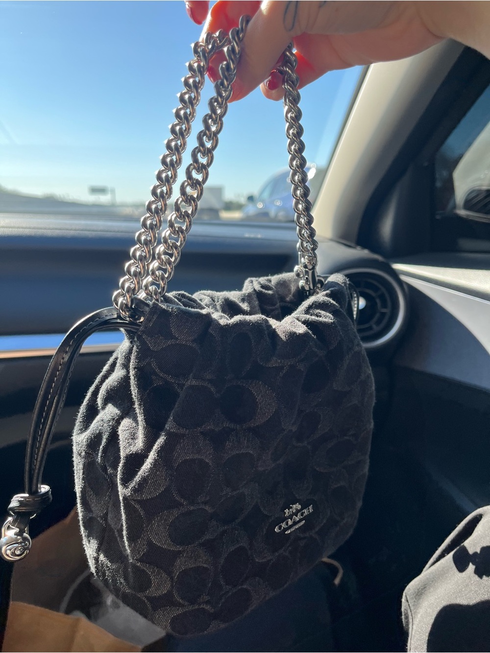 Coach Black Signature Chain-Handle Shoulder Bag